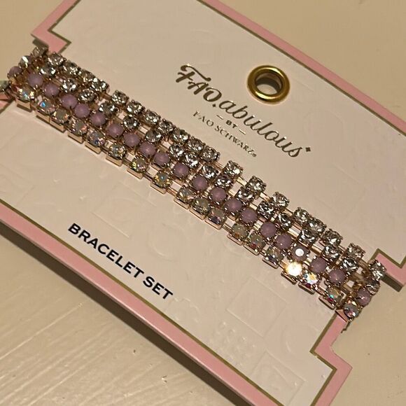 FAOabulous By FAO Schwartz Rhinestone Stretch Tennis Bracelet Set Of 4 Stackable - Picture 3 of 7